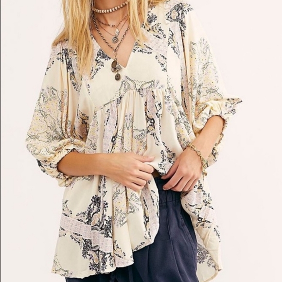 Free People Girl Talk Bohemian Tunic Top - Picture 3 of 13